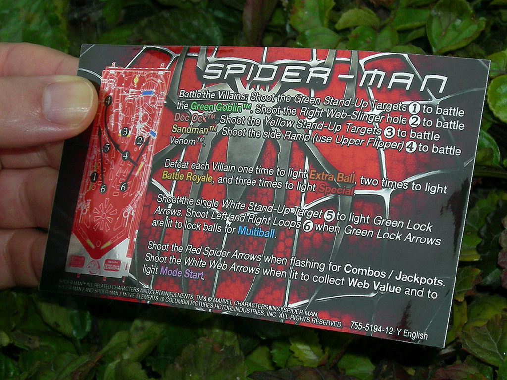 Spiderman Custom Pinball Card - Rules print2
