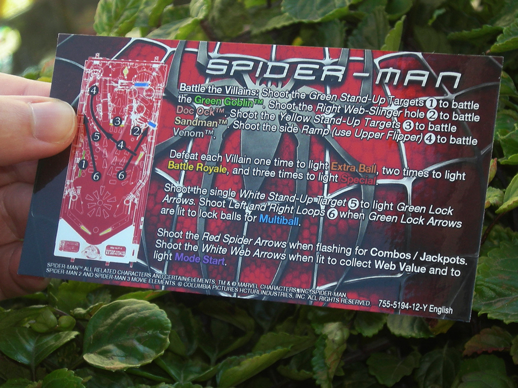 Spiderman Custom Pinball Card - Rules print2c