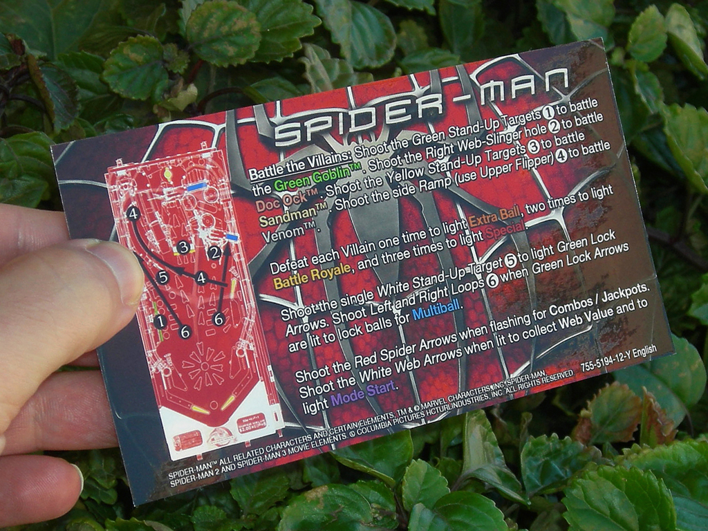 Spiderman Custom Pinball Card - Rules print3c