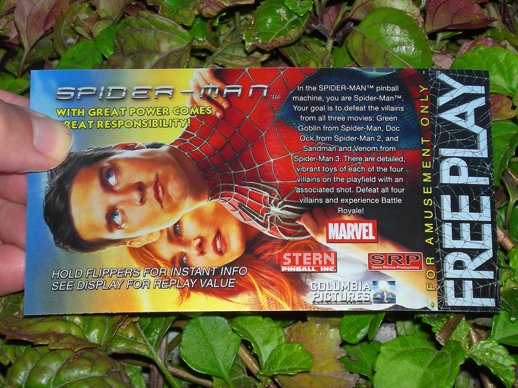Spiderman Custom Pinball Card - Free Play print1c