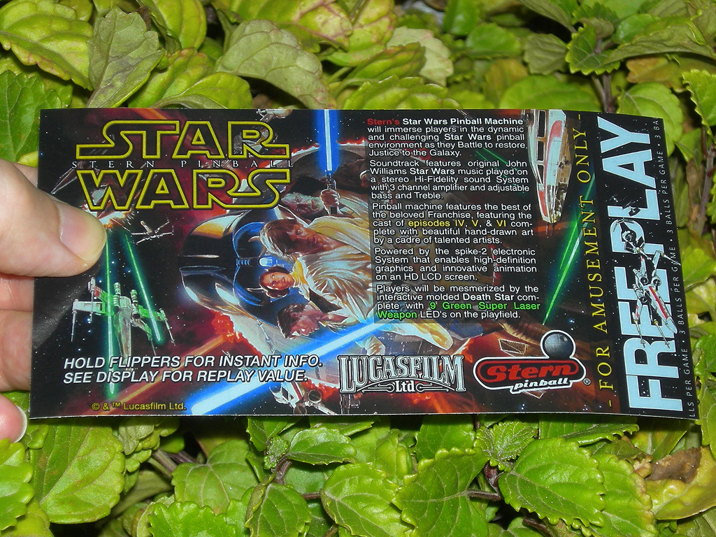 Star Wars Stern Pinball Card Customized Free Play Print1c