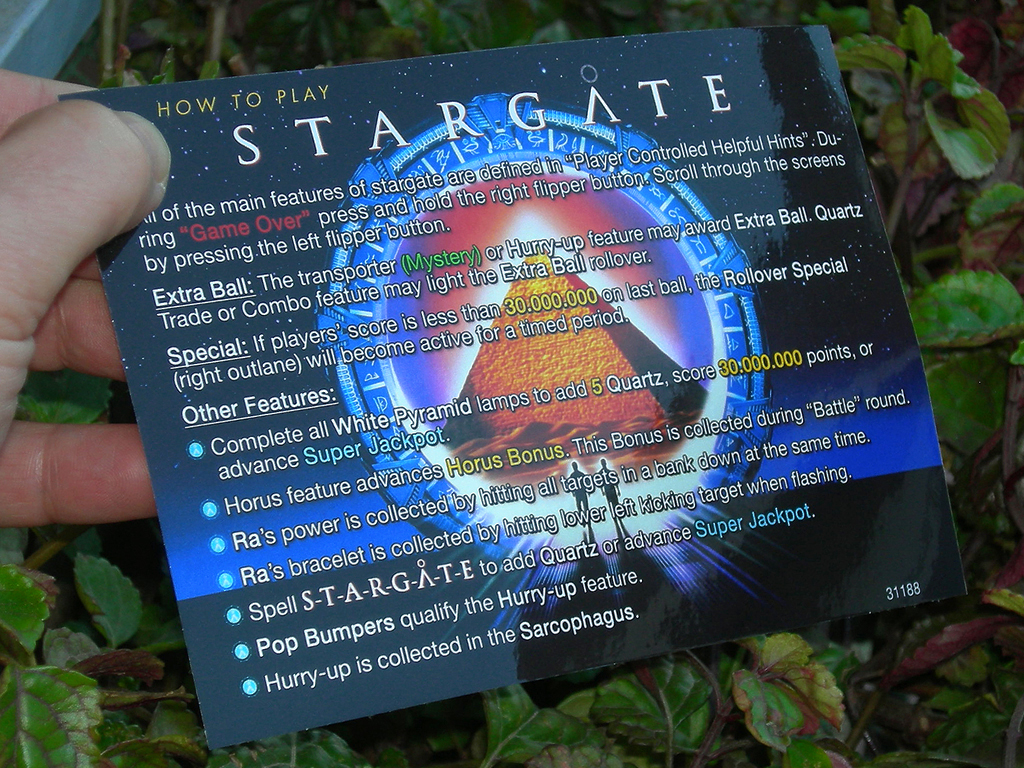 Stargate Pinball Card Customized Rules print3c