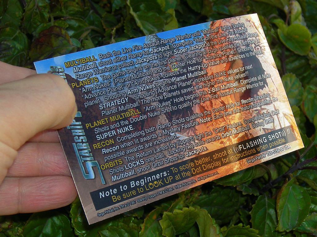Starship Troopers Custom Pinball Card Rules print3