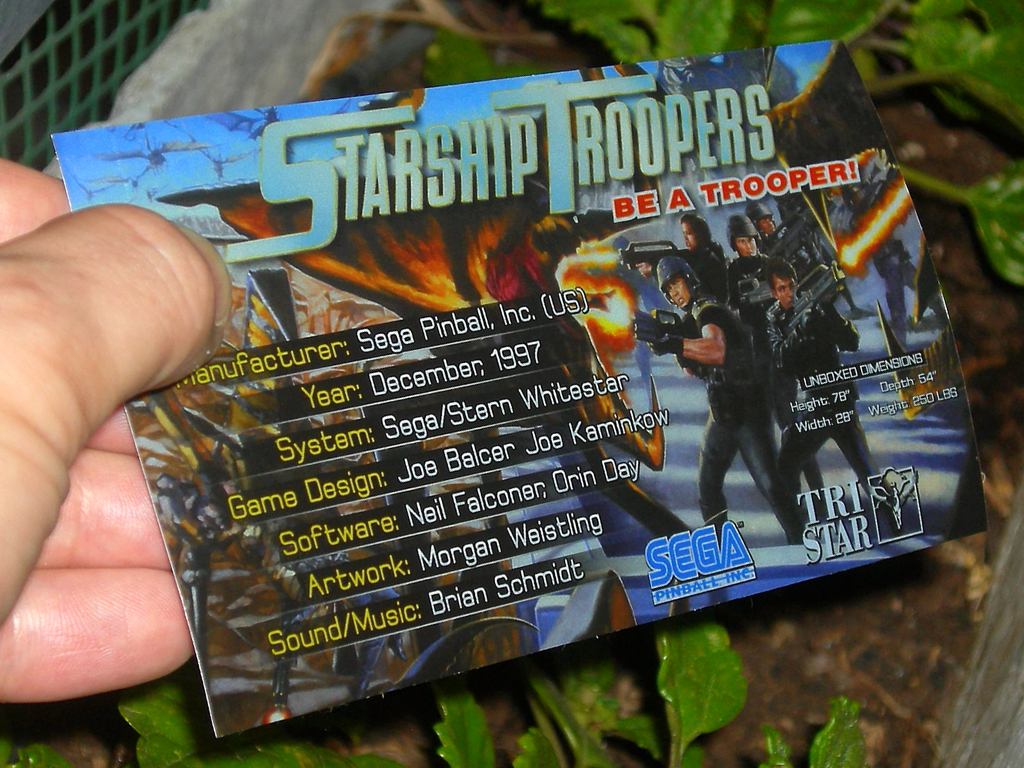 Starship TRooper Custom Pinball Card - Crew. Mikonos3c