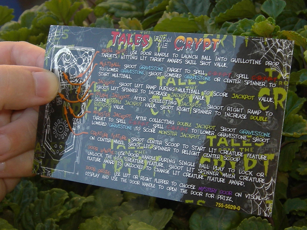 Tales From The Crypt Custom Pinball Card Rules print3c