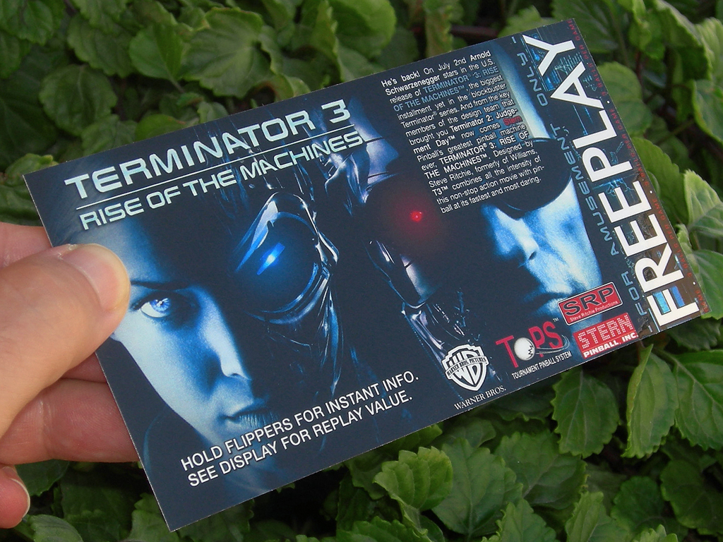 Terminator 3 Pinball Card Customized Free Play print2c