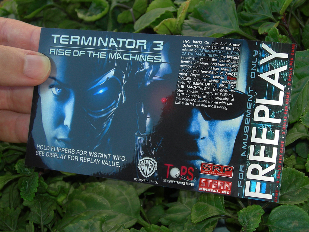 Terminator 3 Pinball Card Customized Free Play print3c