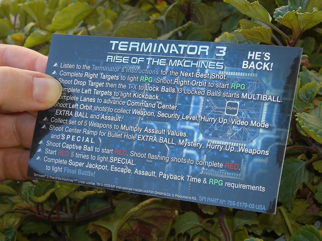 Terminator 3 Pinball Card Customized Rules print2c