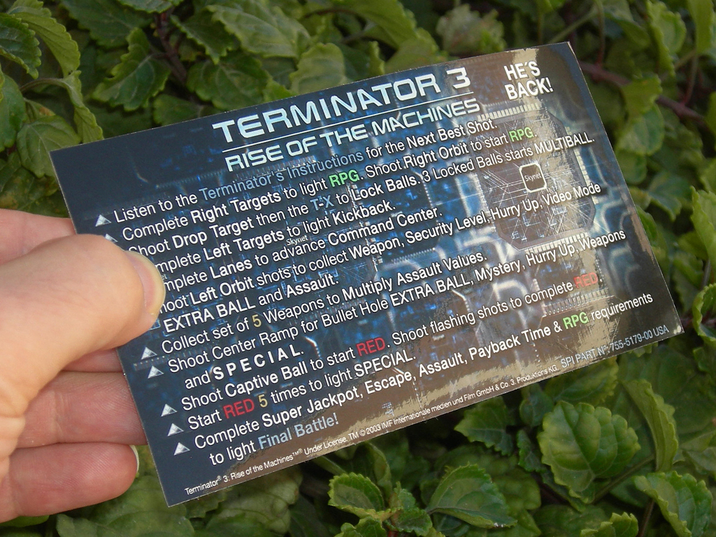 Terminator 3 Pinball Card Customized Rules print3c