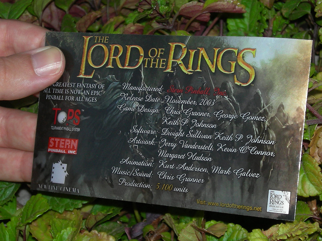 The Lord of The Rings Custom Pinball Card - Crew print2c