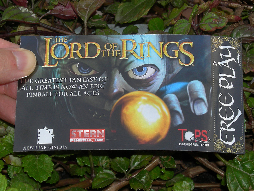 The Lord of The Rings Custom Pinball Card - Free Play print1