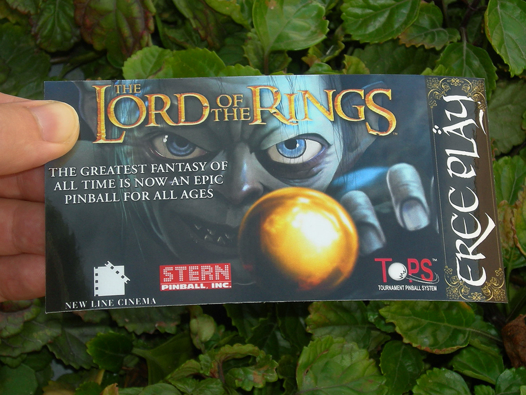 The Lord of The Rings Custom Pinball Card - Free Play print1c