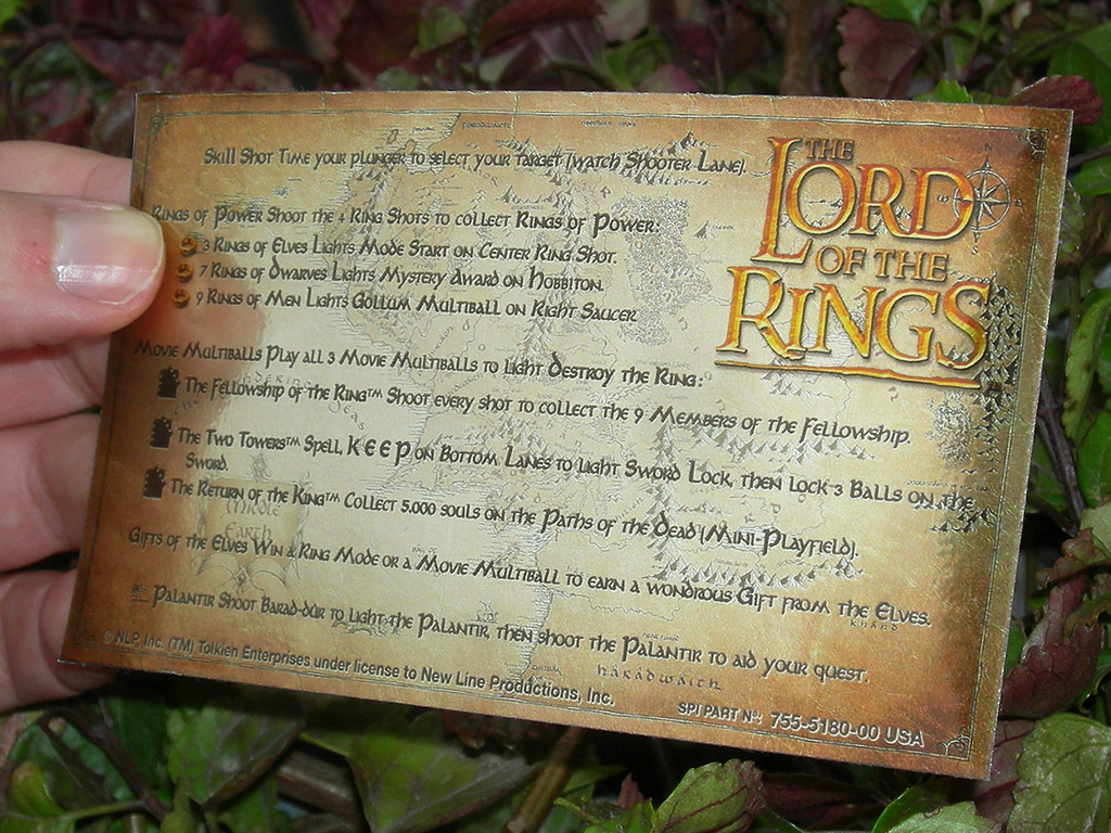 The Lord of The Rings Custom Pinball Card - Rules print2