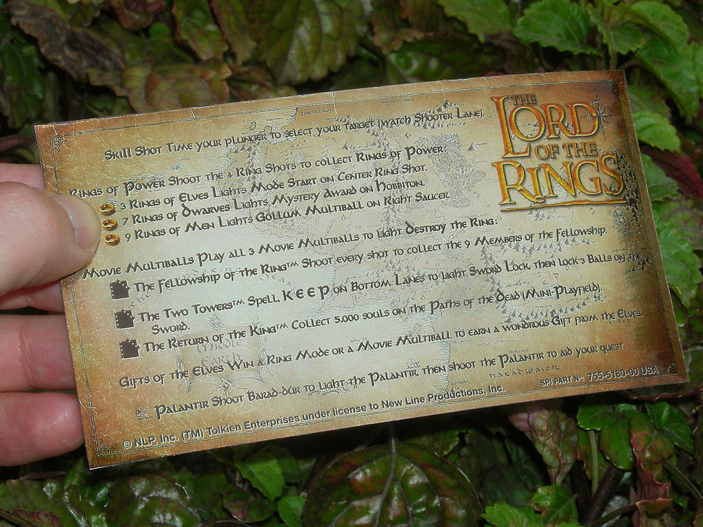 The Lord of The Rings Custom Pinball Card - Rules print3