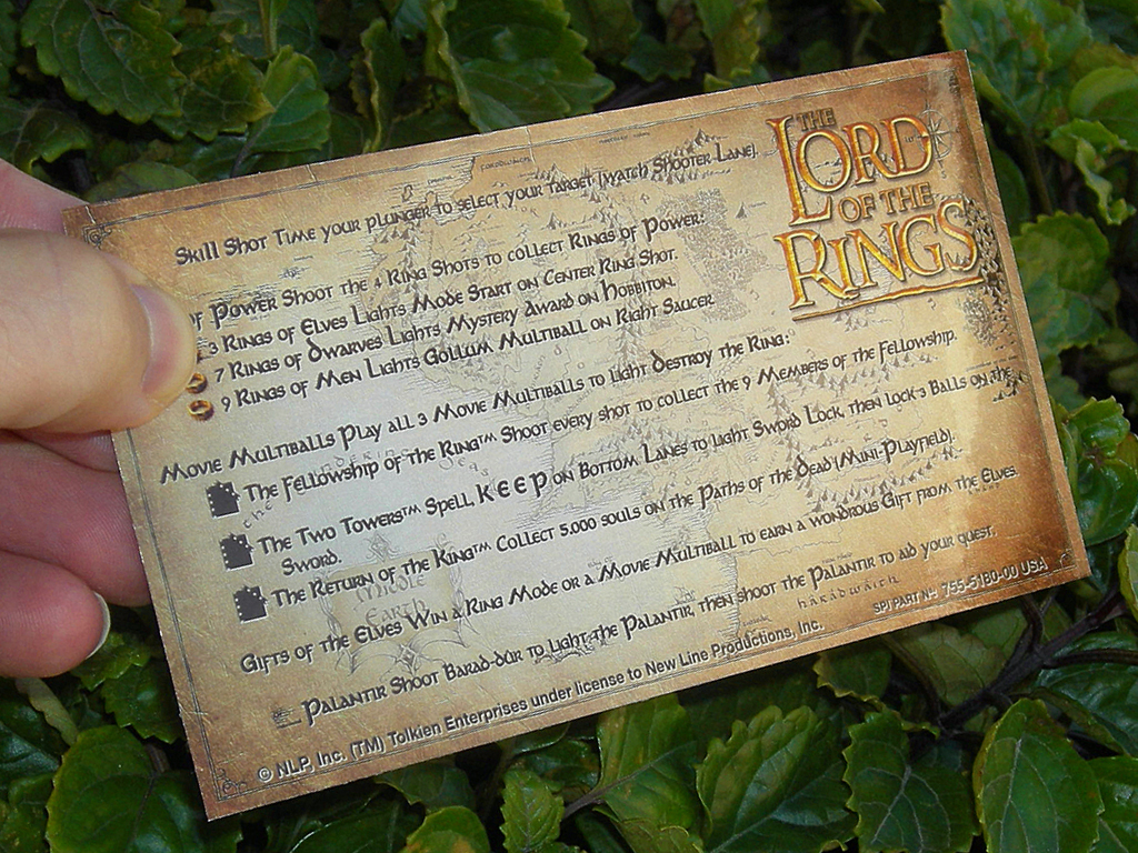 The Lord of The Rings Custom Pinball Card - Rules print3c