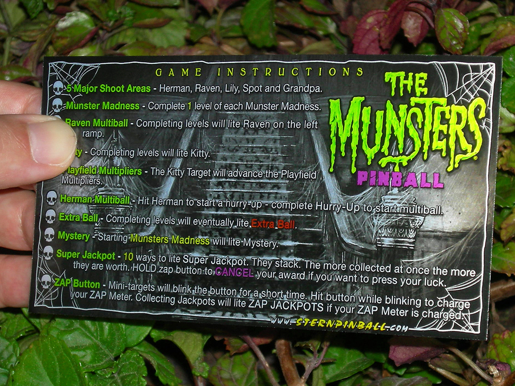 The Munsters Custom Pinball Card Rules print2c