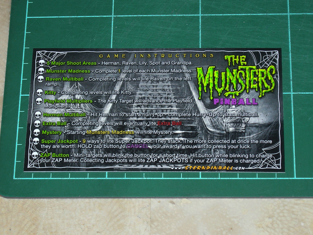 The Munster Pinball Card Customized Rules print1a