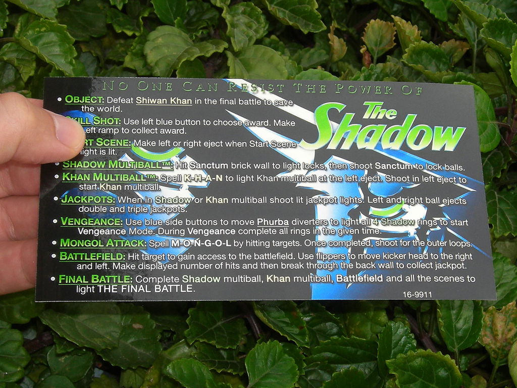 The Shadow Pinball Card Customized Rules print1c