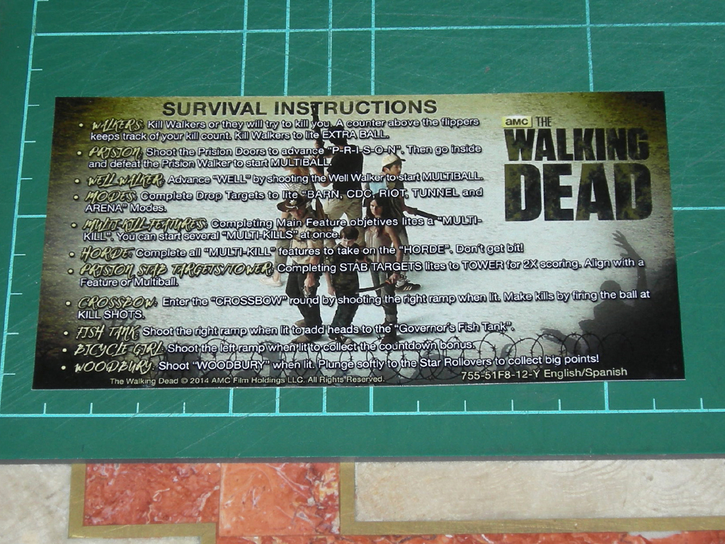 The Walking Dead Custom Pinball Card Rules print1b