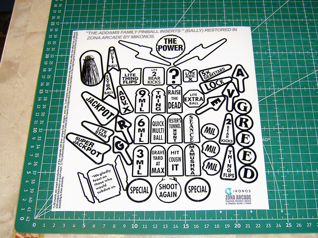 "THE ADDAMS FAMILY PINBALL INSERTS" (BALLY) restoration. My Rebellion