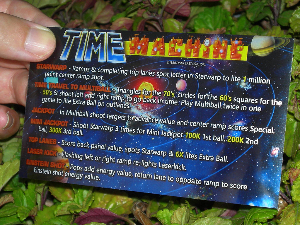 Time Machine Pinball Card Customized Rules print2c