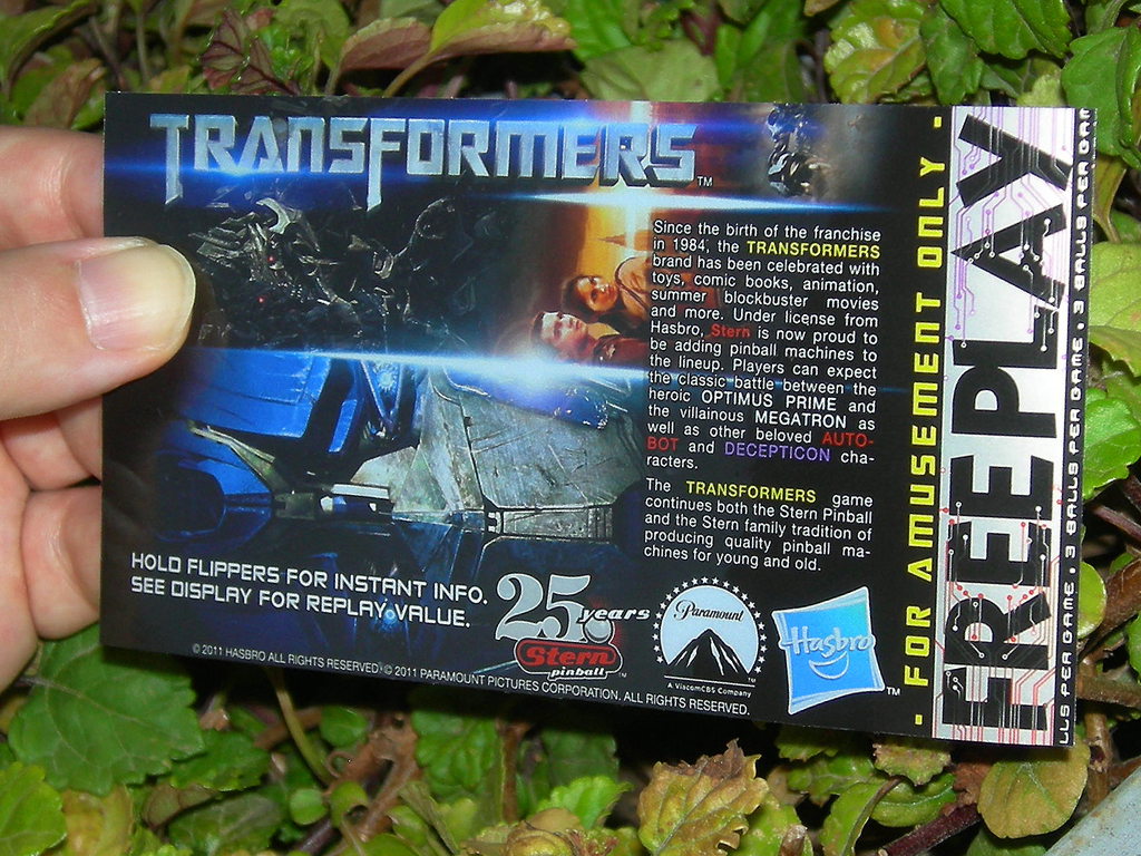 Transformers Pinball Card Customized Free Play print2c