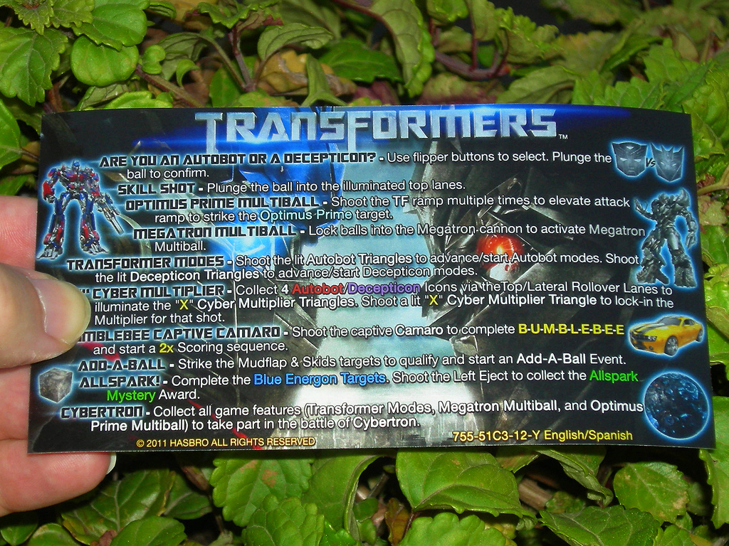 Transformers Pinball Card Customized Rules print1c