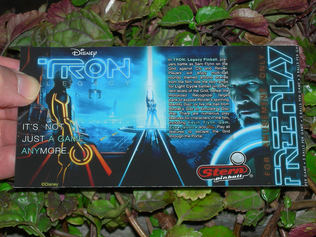 Tron Legacy Pinball Card Customized Free Play print1c
