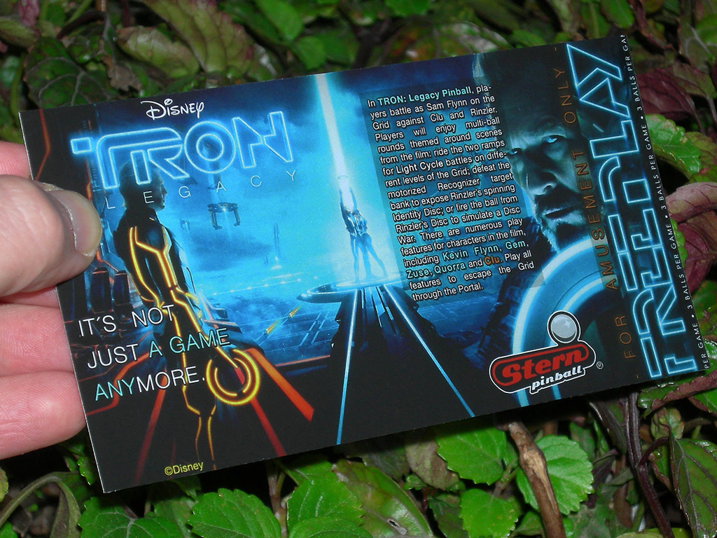 Tron Legacy Pinball Card Customized Free Play print3c