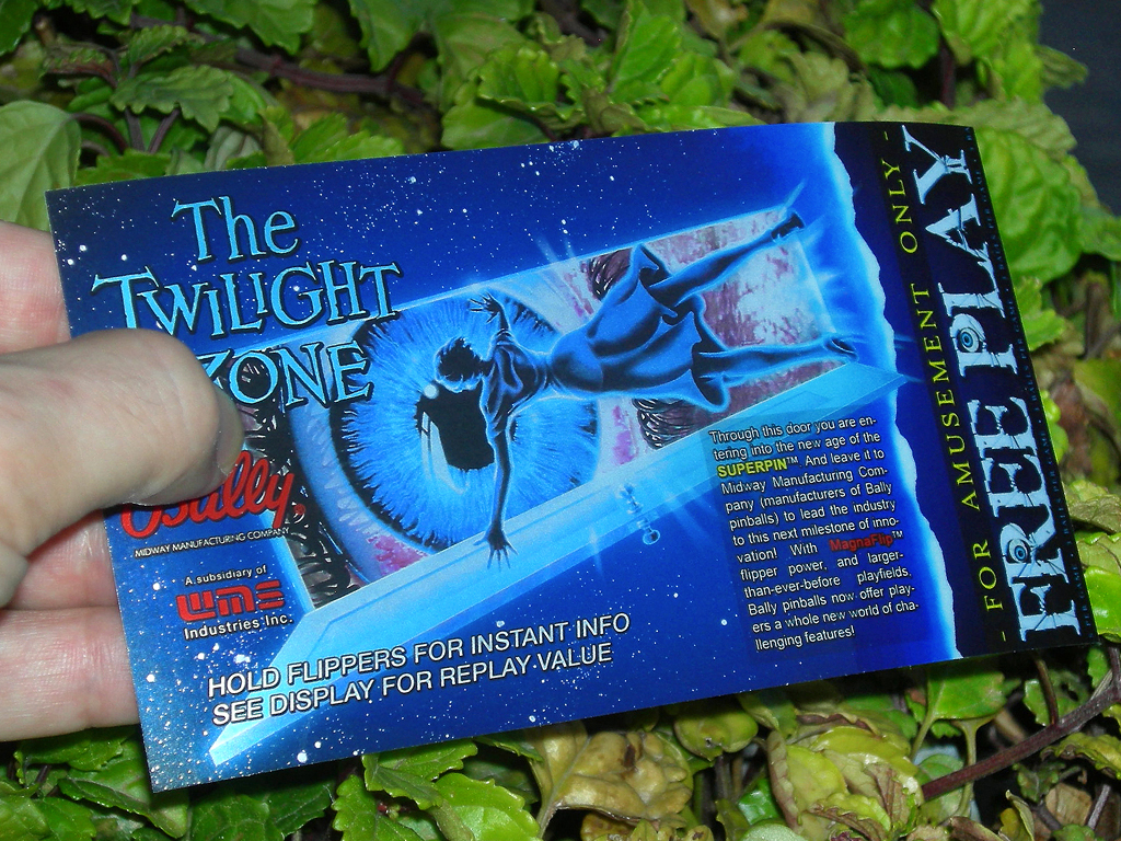 Twilight Zone Pinball Card Customized Free Play print3c
