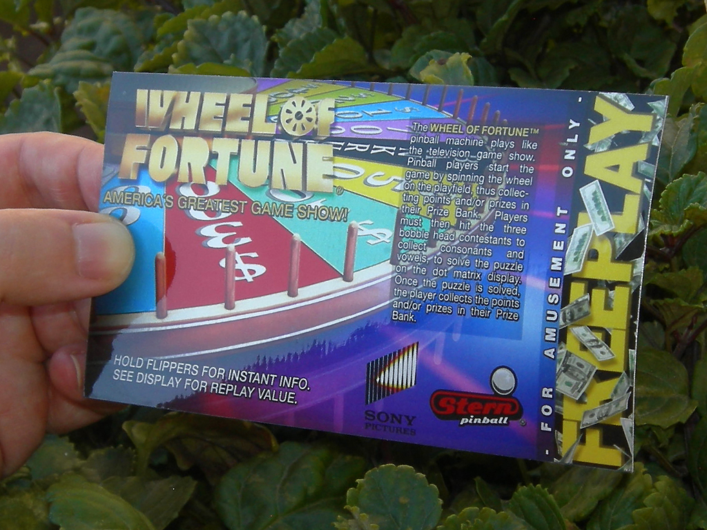 Wheel of Fortune Custom Pinball Card Free Play print2c
