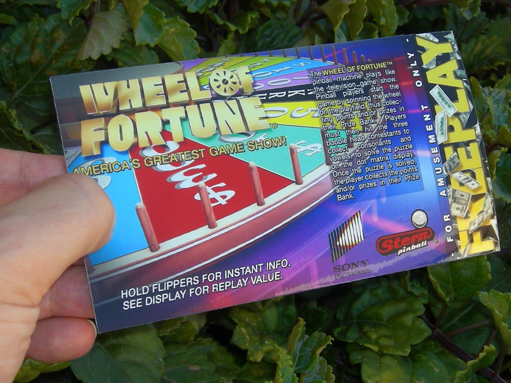 Wheel of Fortune Custom Pinball Card Free Play print3c