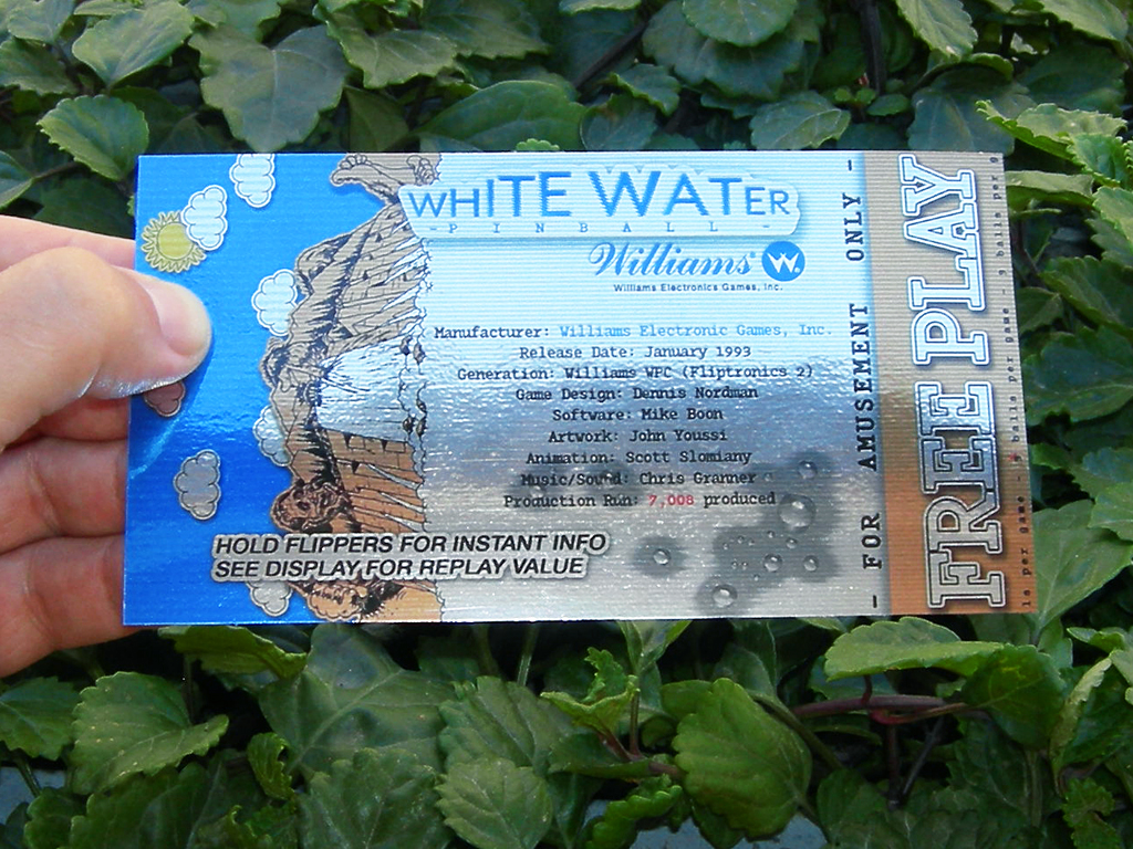 White Water Custom Pinball Card Free Play Crew print1