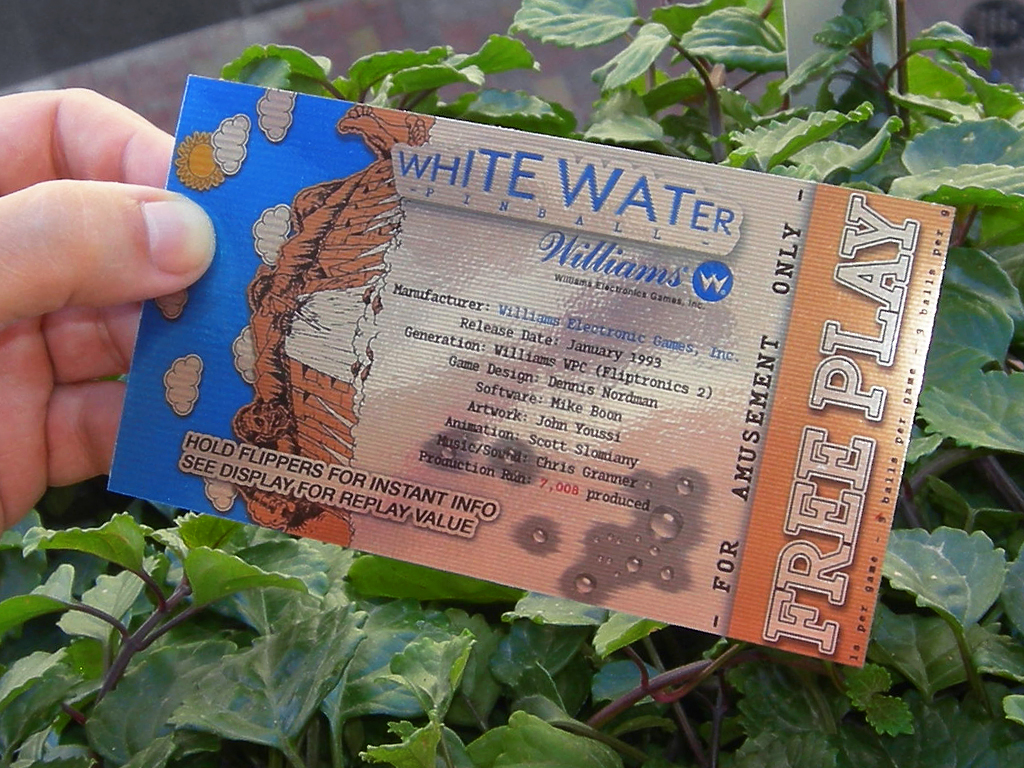 White Water Custom Pinball Card Free Play Crew print2