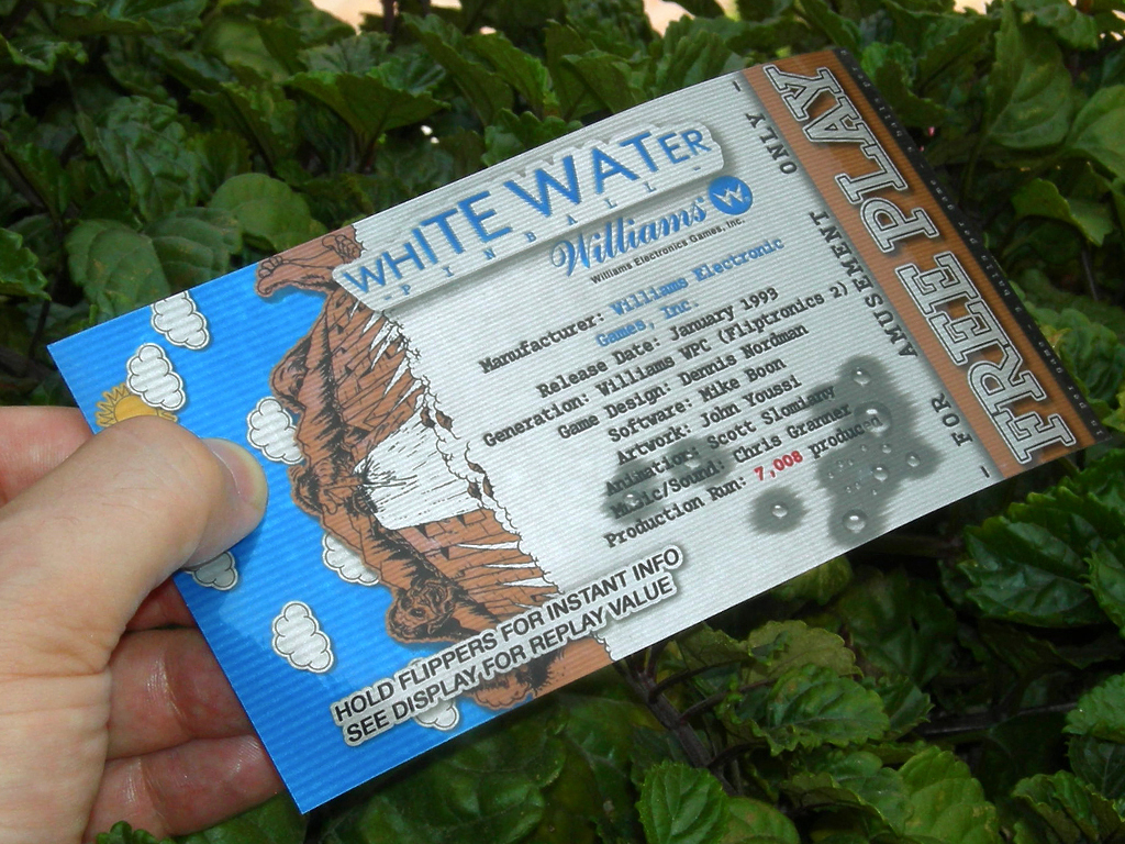 White Water Custom Pinball Card Free Play print2c