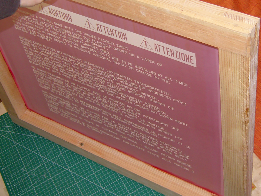 Williams-Pinball-Warning-Text-wooden-Silk-Screen-Printing-Frame9