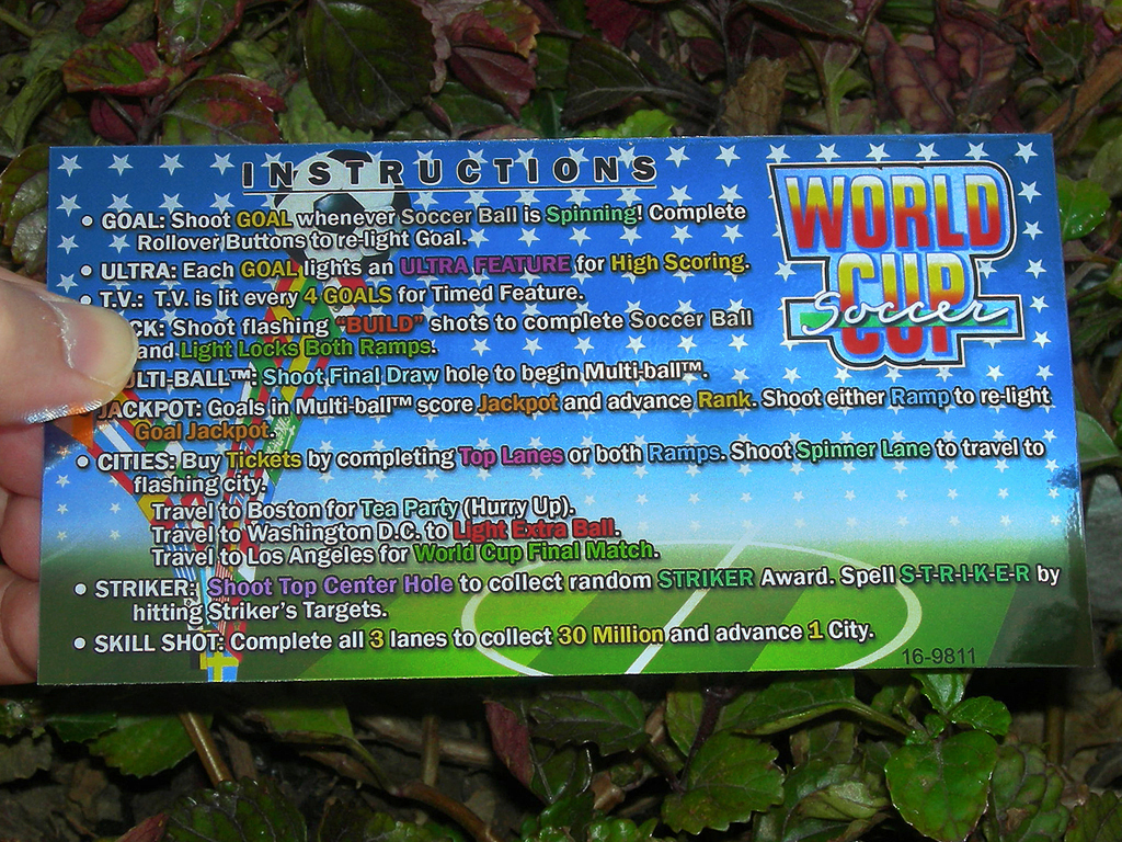World Cup Soccer Pinball Card Customized Rules print1
