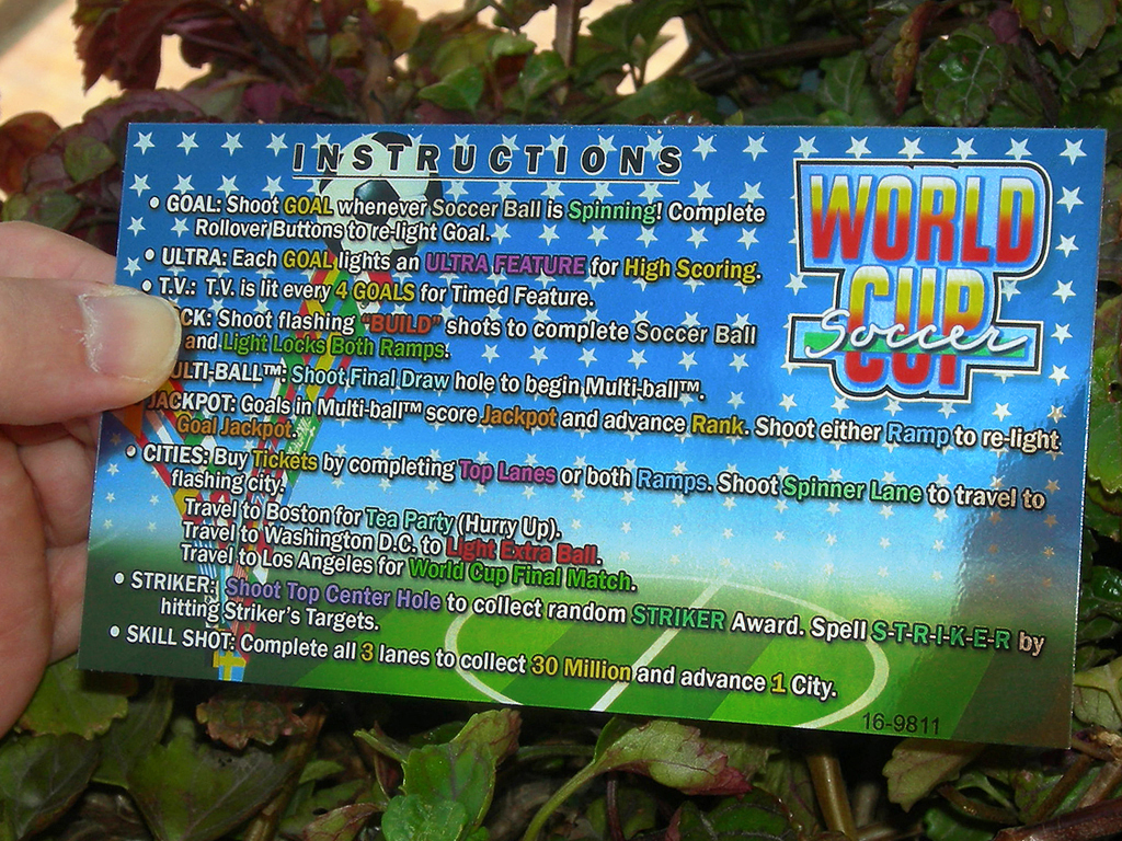 World Cup Soccer Pinball Card Customized Rules print2