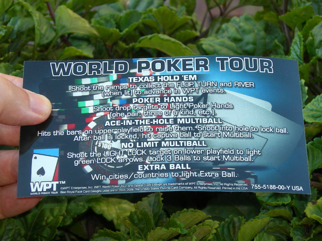 World Poker Tour Custom Pinball Card Rules print1c