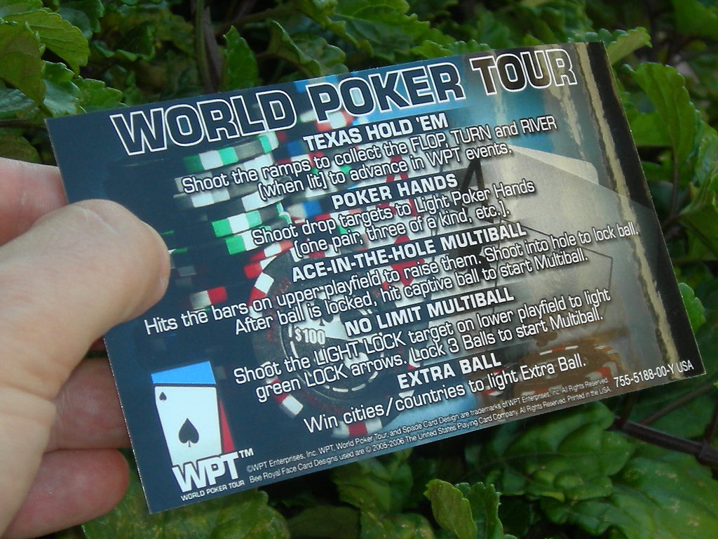 World Poker Tour Custom Pinball Card Rules print3c