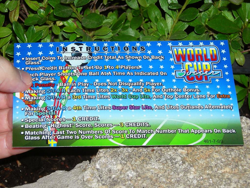 World Cup Soccer Pinball Card Customized Rules print1c