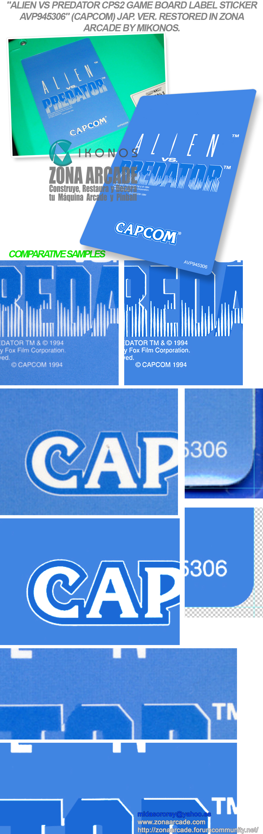 Alien-VS-Predator-CPS2-Game-Board-Label-Sticker-AVP945306-Restored-Mikonos1