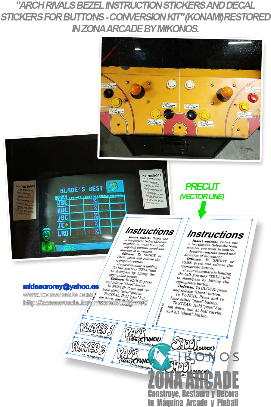 Arch-Rivals-Bezel-Instruction-Button-decal-Stickers-Restored-Mikonos1