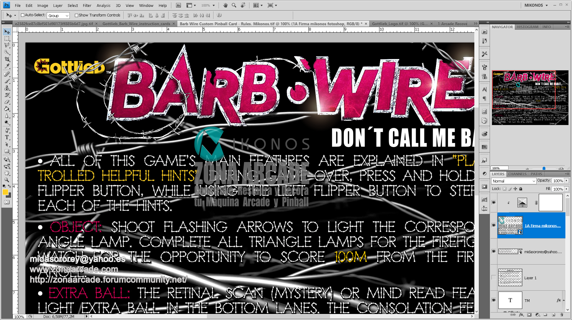 Barb Wire Pinball Card Customized - Rules. Mikonos1