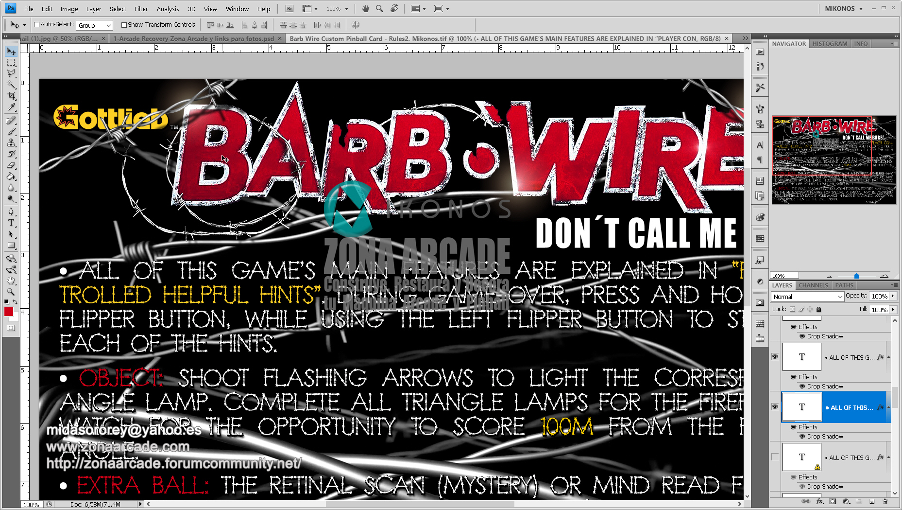 Barb Wire Pinball Card Customized - Rules2. Mikonos2