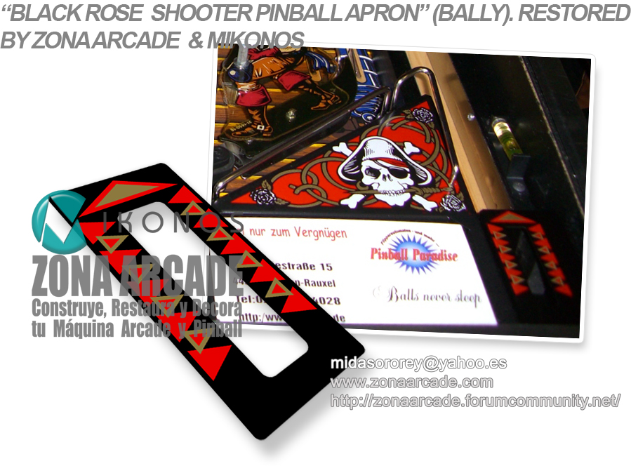 Black Rose Shooter Pinball Apron. Restored Mikonos1