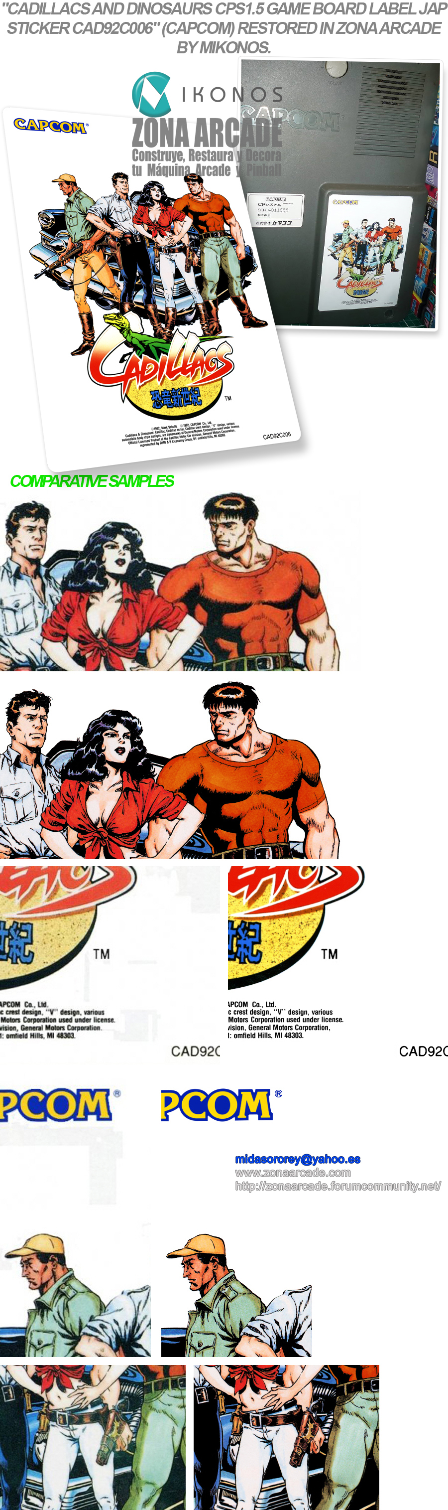 Cadillacs-And-Dinosaurs-CPS1.5-Game-Board-Label-Jap-Sticker-CAD92C006-Restored-Mikonos1