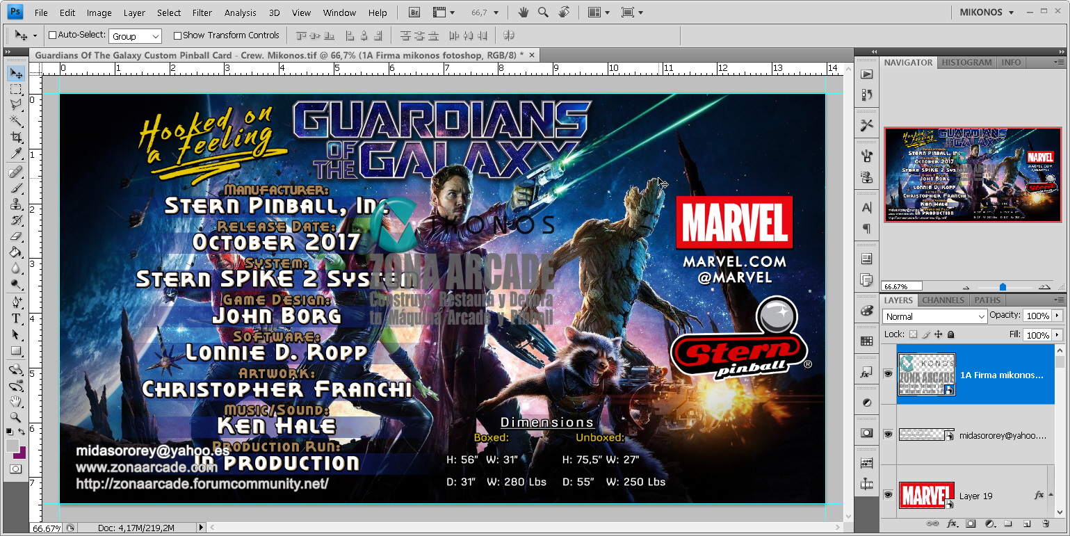 Guardians Of The Galaxy Custom Pinball Card - Crew2. Mikonos1