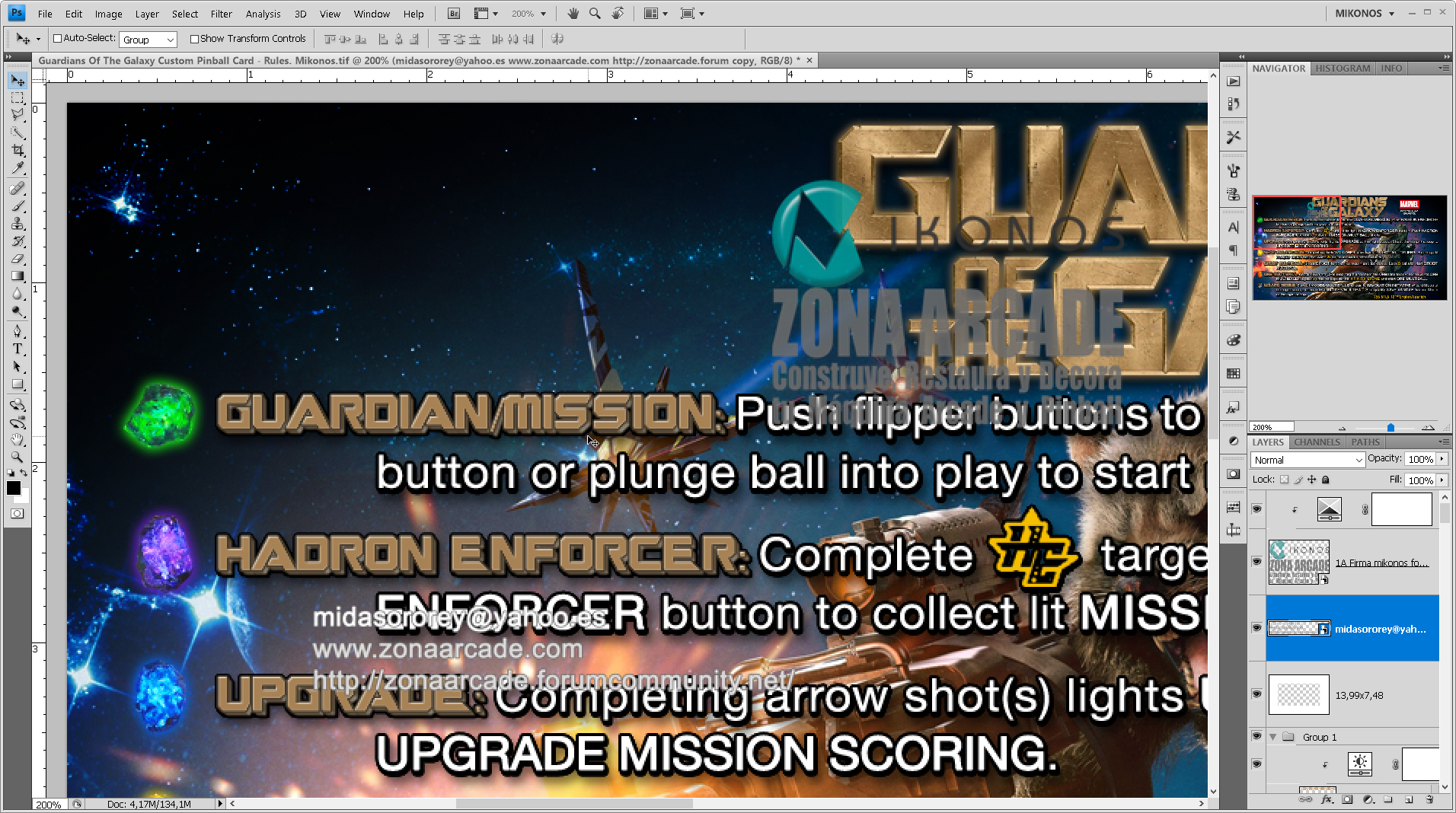 Guardians Of The Galaxy Custom Pinball Card - Rules3. Mikonos3