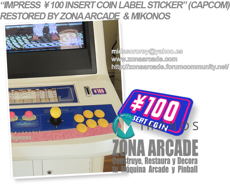 Impress Yens 100 Insert Coin Label Sticker. Restored Mikonos1